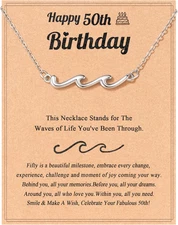 Birthday Gifts for Women, through the Waves of Life, Wave Birthday Necklace for 