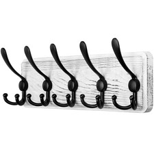 Rustic Wall Mounted Coat Rack: 16" Hole to Hole, Pine Real Wood Plank Wall Co...