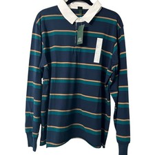 Wild Fable Women's Blue Striped Oversized Rugby Polo - Size Medium - NWT