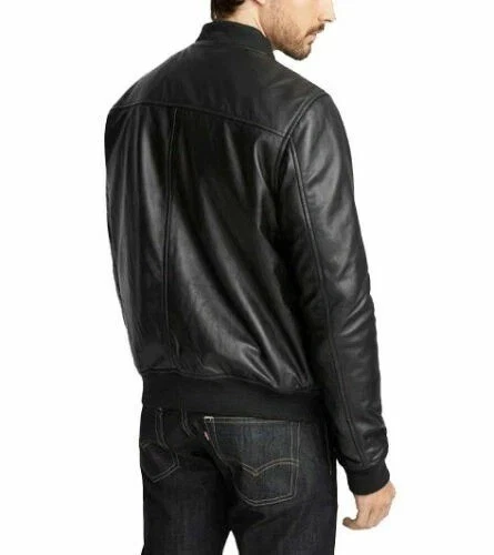 Men’s Vintage Slim Fit Black Genuine Leather Café Racer Motorcycle Biker Jacket - Image 2 of 3