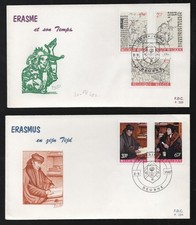 1967 Belgium  Culture. Erasmus Set on pair of FDC. Deurne First Day Covers