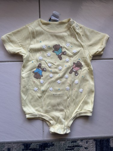 Vintage 1990 Fisher-Price Kidswear Pale Yellow Bears & Stars Bodysuit 24M - Picture 8 of 10