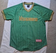 Marvel Loki Asgard Baseball Jersey Green Gold Pinstripe Size L Loki 62 Official