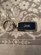 Vintage New Carrier Gold Plate Enamel Name Joe  Key Ring