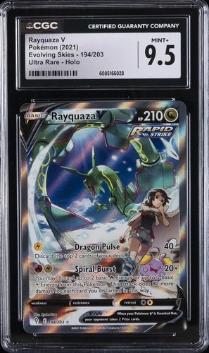 2021 POKEMON EVOLVING SKIES RAYQUAZA V ALT ART FULL ART #194 CGC 9.5