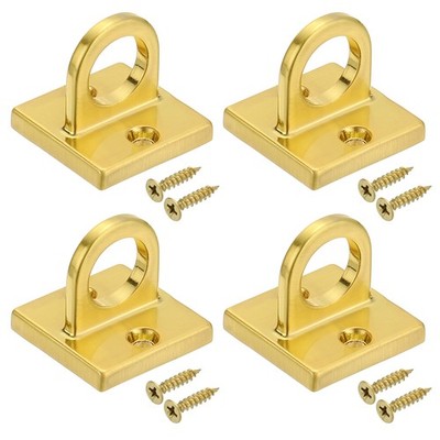 Pad Eye Plate U-Haken,4er-Pack Metall-Deckenhaken Wandhalterung Schlaufe,Golden