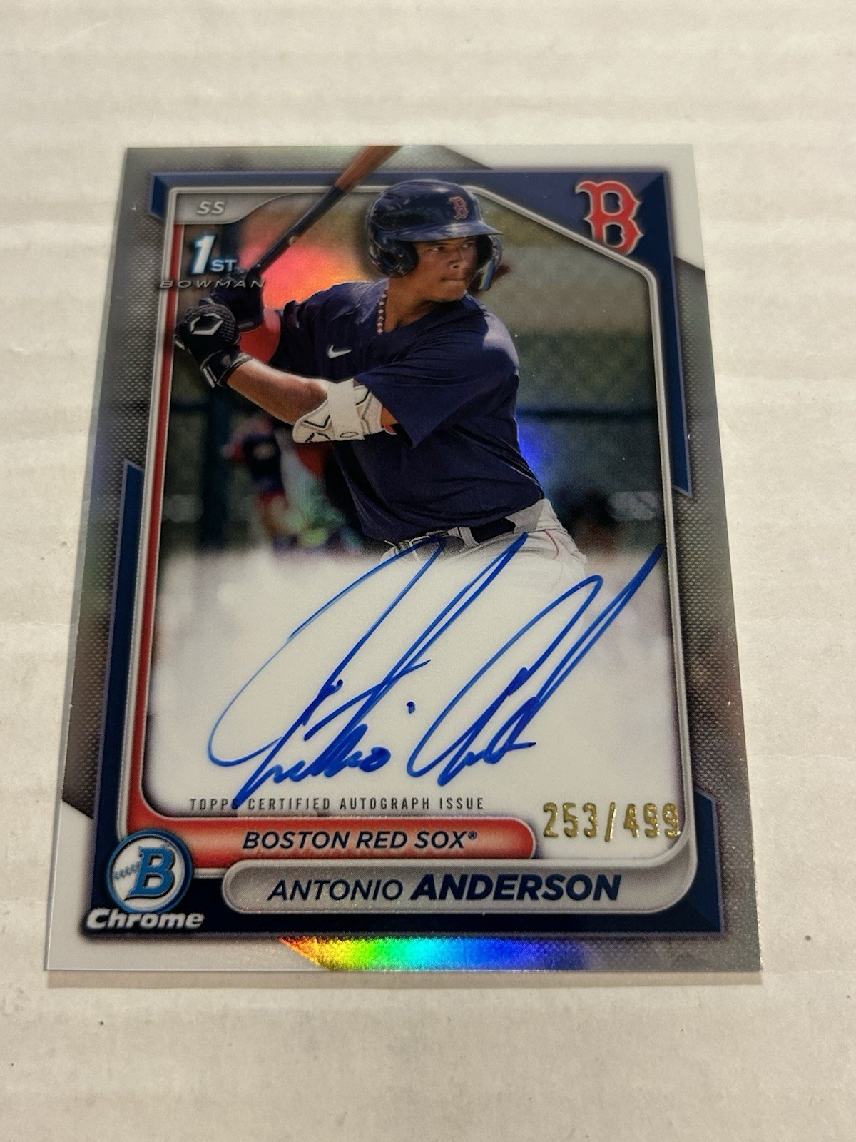 2024 BOWMAN CHROME ANTONIO ANDERSON 253/499 REFRACTOR ON CARD AUTO 1ST RED SOX