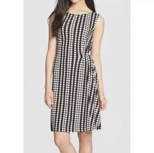 Abito midi Tory Burch nero e marrone Zandi stampa a pois senza maniche medio