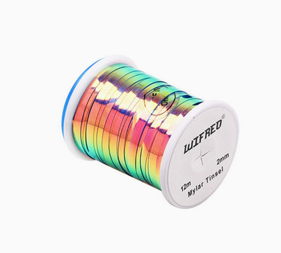 12m Fly Tying Holographic Tinsel Flat Mylar Materials Flash Multicolor 2mm