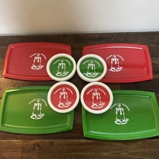 Happy Holidays Coaster And Snack Tray Set Of 4 Red Green 
