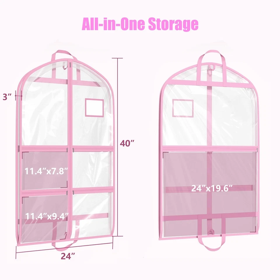 6 Pack Clear Garment Bags for Dance Costumes, 40 inch Clear PVC Dance Garment... - Image 2 of 4