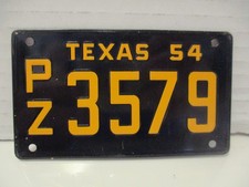 1954 Wheaties Cereal Premium Bicycle License Plate - TEXAS