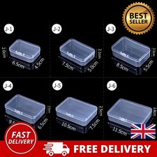 Clear Small Plastic Storage Box Boxes W/ Lids Office Stackable Rectangular UK
