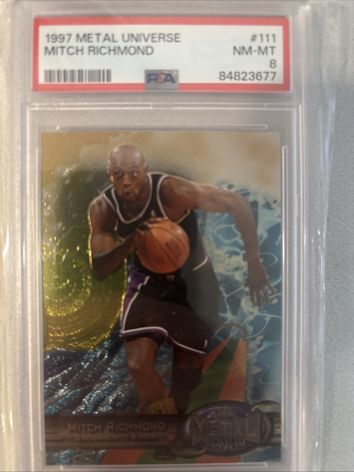 1997 Metal Universe Mitch Richmond #111 PSA 8 NM-MT Sacramento Kings 