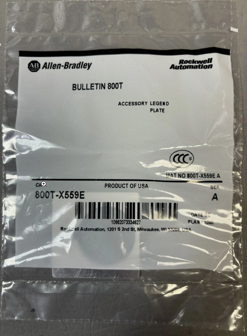 NEW Allen‑Bradley 800T‑X559 30 mm Blank Gray Legend Plate – Field‑Engravable