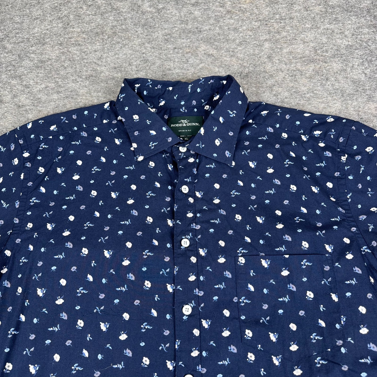 Rodd & Gunn Button Up Shirt Sports Fit Cotton Floral Blue Mens XL