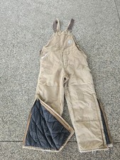 Carhartt Vintage 90s BQ186 Brown Duck Quilt Lined Bib Overalls 36x30 Made In USA