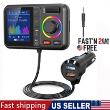 Car Wireless FM Transmitter Bluetooth 5.0 Adapter 2USB PD Charger AUX Hands-Free