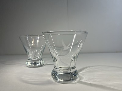 GREY GOOSE VODKA Engraved Stemless MARTINI Cocktail Glasses Special Edition Set