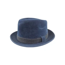 Vintage Cavanagh Edge Fedora Hat Size 6 3/4 Navy Velvet Hats