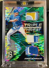 2017 Panini Spectra Triple Threat Materials Green - Jorge Bonifacio /5