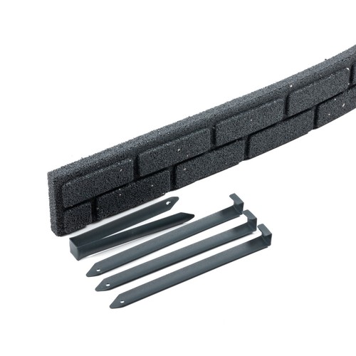 Garden Edging Flexible Lawn Border Ultra Curve Recycled Rubber Grey Brick Design - Picture 2 of 7