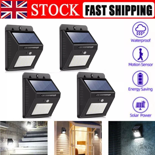 1/2/4 Solar Power PIR Motion Sensor Wall Lights LED Outdoor Garden ...