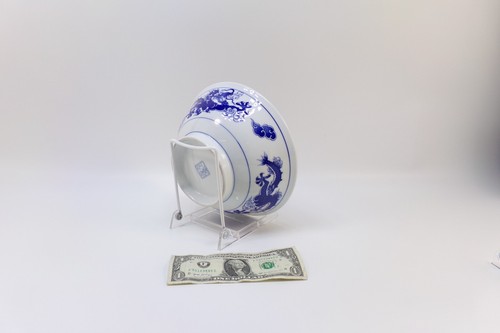 Vintage Asian Porcelain Rice/Soup Bowl with Dragon & Phoenix 8" Diameter - Picture 4 of 10