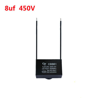 CBB61  8mfd 8uf  450V VAC 50/60Hz Epoxy Resin Sealed Ceiling Fan Capacitor
