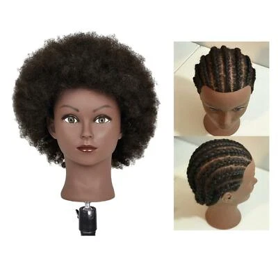 Hair Mannequin Head for Braiding Coiling Practice Head Afro Light Black