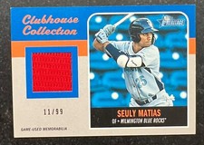 2019 Topps Heritage Minors Clubhouse Collection Relic Blue Seuly Matias 11/99