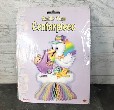 Beistle Stork Baby Shower Honeycomb Centerpiece Decoration Unisex 8'' NOS