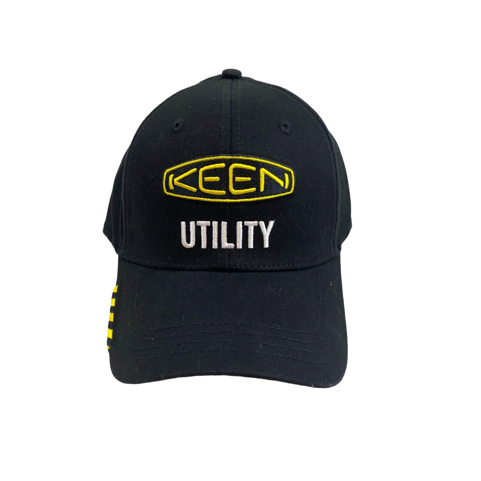 Cappellino Keen Utility taglia unica elasticizzato aderente 100% cotone nero giallo bianco NUOVO