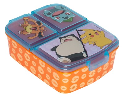 Pokémon Sandwich Box, Brotdose, Lunchbox - orange, 3-Fächer (NEU & OVP!)