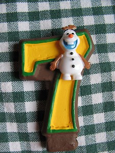 VGUC Olaf Frozen Fever/ In Summer 3 inch Custom # 7 Birthday Candle