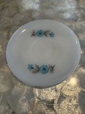 VTG Milk Glass Saucer Fire King Oven Ware Bonnie Blue Flower Single 6" Plate USA