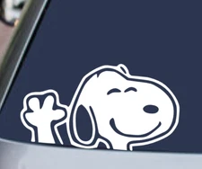 SNOOPY WAVING Vinyl Decal Sticker Car Window Bumper CHARLIE BROWN PEANUTS DOG