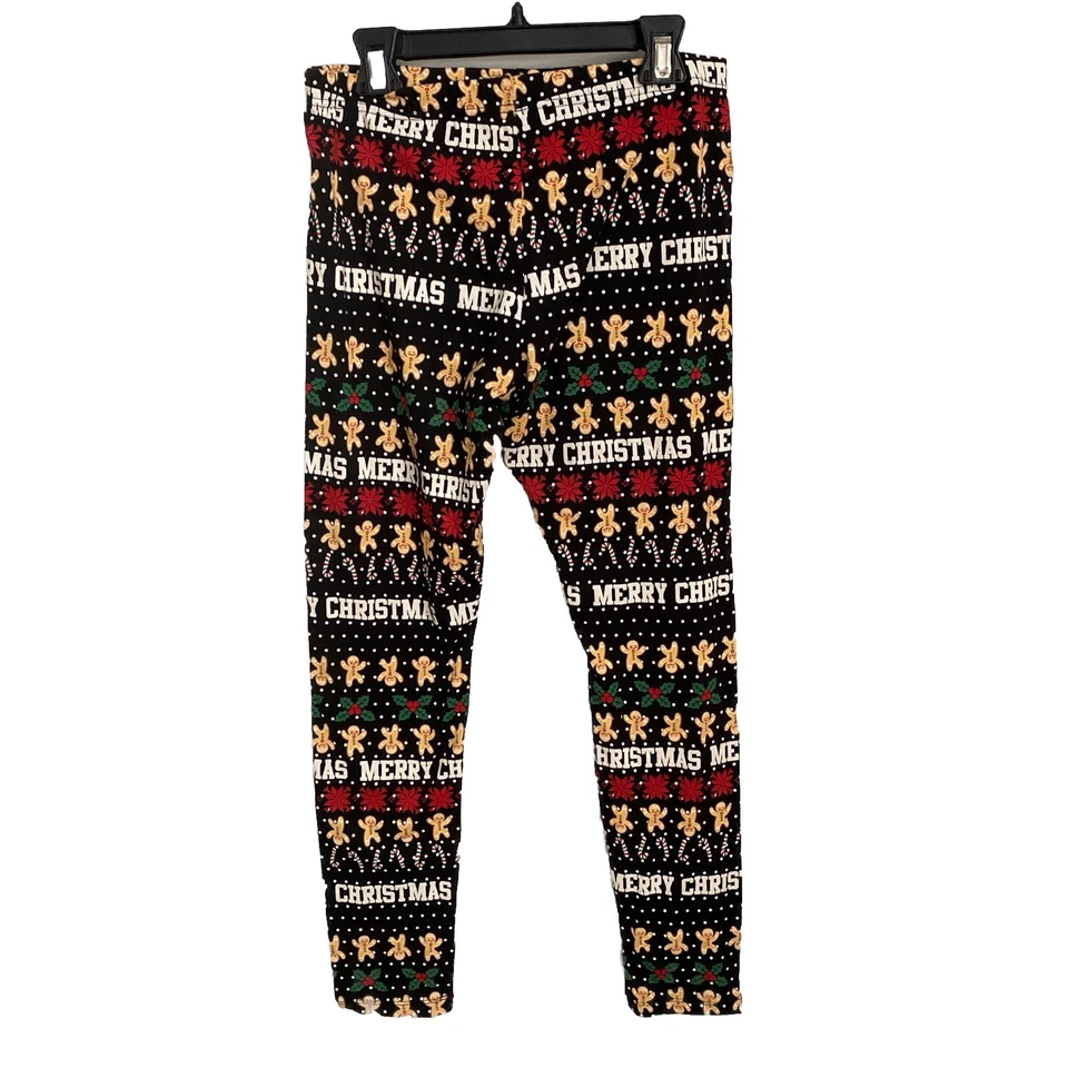 Holiday Time Girls XXL 18 Christmas leggings Stretchy Gingerbread Holly Red - Image 3 of 4