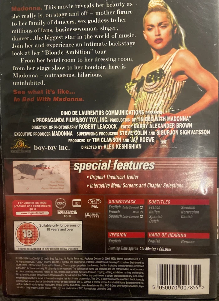 In Bed With Madonna region 2 DVD (1991 documentary) - Image 2 of 4