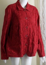 Coldwater Creek Sz XL Brilliant Shades of Red Woven Floral Jacket Blazer Lux