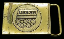 1988 USA Olympics BTS Brass Small Vintage Belt Buckle