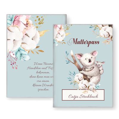 Mutterpasshülle personalisiert Coala Koala Mutterpass, Geschenk für Schwangere