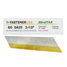 2-1/2" DA25 ANGLE FINISH NAILS 15GA GALV 1,000ct | G-UDA25M