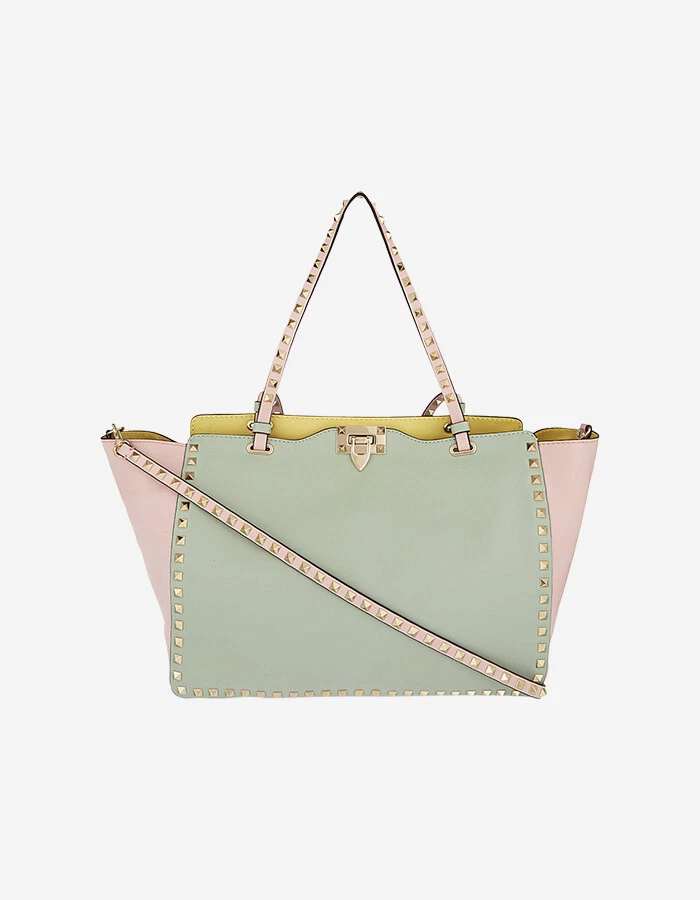 Valentino Pink Leather Rockstud Trapeze Small Crossbody Bag