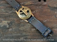 Custom Engraved Antique Vintage Elgin Wristwatch Brass Sundial Compass Gift