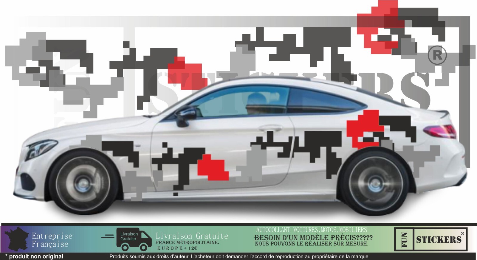 Stickers decals camouflage anti-UV pour relooker une berline