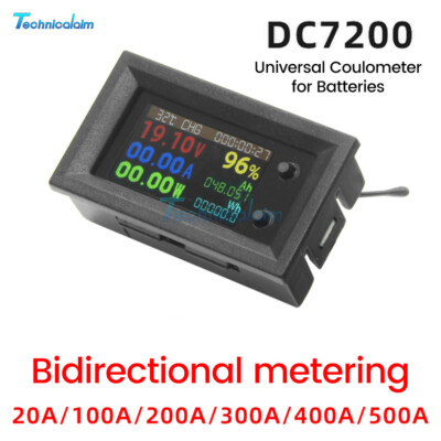 DC7~200V 20A~500A Coulometer Digital Voltage Current Power Energy Temp Tester