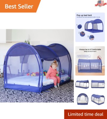 Cozy Pop-Up Bed Tent Canopy for Twin Beds - Indoor Privacy for Kids & Adults