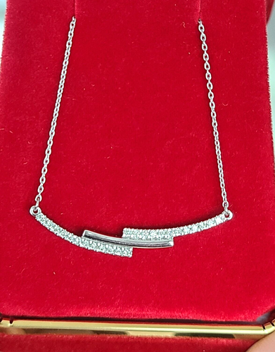 Deal! 0.20CT Natural Genuine Diamond Bar Pendant 14K Gold with Chain 17" - Picture 6 of 9