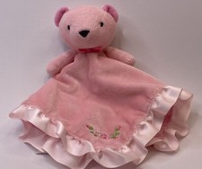 Security Blanket Lovey Teddy Bear Stepping Stones Baby Pink Satin Silky Soother